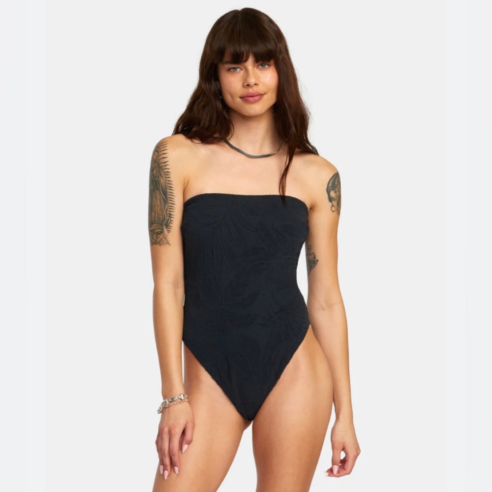 RVCA PALM GROOVES TUBULAR 1 PCS MED ONE PIECE SWIMSUIT - BLK